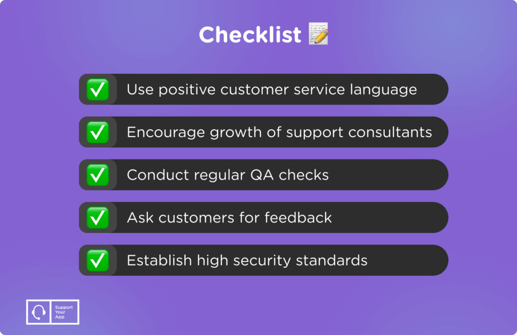 Customer Service Level checklist